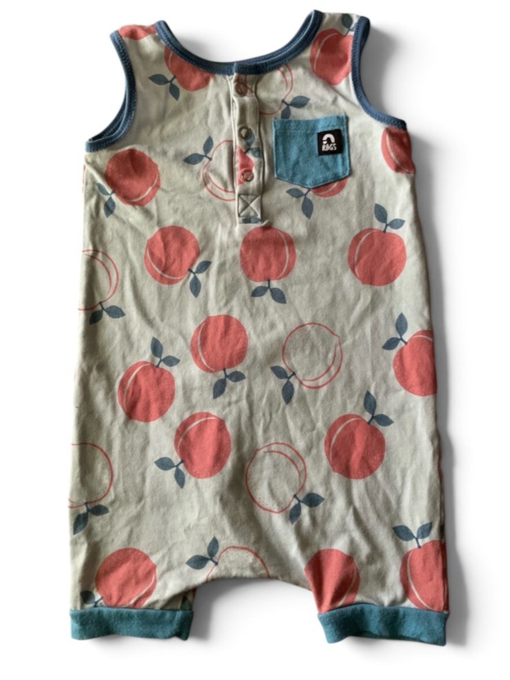 Rags to raches tank top romper peaches 18-24 months snaps